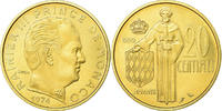 Monaco 20 Centimes Coin, Rainier III, FDC, Aluminum-Bronze -