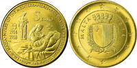 Malta 5 Euro Première Guerre Mondiale, Centenaire, Brass -