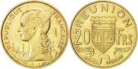 Réunion 20 Francs Coin, Aluminum-Bronze, KM:E7, Lecompte:87 -