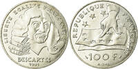 France 100 Francs Coin, Descartes, Silver, KM:996 -