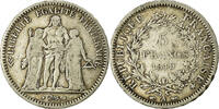 France 5 Francs Coin, Hercule, Paris, Silver, KM:756.1 -