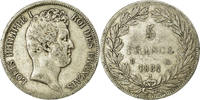 France 5 Francs Coin, Louis-Philippe, Rouen, Silver -