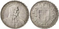 Switzerland 5 Francs Coin, Bern, Silver, KM:38 -