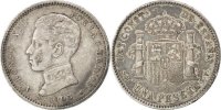 Spain Peseta Coin, Alfonso XIII, Valencia, Silver, KM:721 -