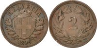 Switzerland 2 Rappen Coin, Bern, Bronze, KM:4.2 -