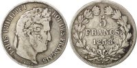 France 5 Francs Coin, Louis-Philippe, Strasbourg, Silver -