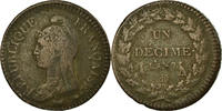 France Decime Coin, Dupré, Lyon, Bronze, KM:644.5 -