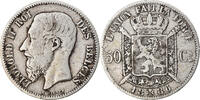 Belgium 50 Centimes Leopold II, Silver, KM:26 -