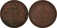 German States 1/2 Kreuzer Coin, BADEN, Friedrich I, Copper -