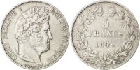 France 5 Francs Coin, Louis-Philippe, Paris, Silver -