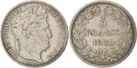 France 5 Francs Coin, Louis-Philippe, Bordeaux, Silver -