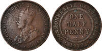 Australia 1/2 Penny Coin, George V, Bronze, KM:22 -
