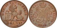 Belgium 2 Centimes Coin, Albert I, Copper, KM:64 -