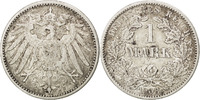 GERMANY - EMPIRE Mark Coin, Wilhelm II, Karlsruhe, Silver -
