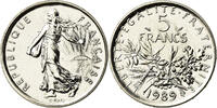 France 5 Francs Coin, Semeuse, Paris, Nickel Clad -