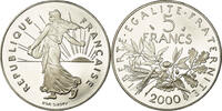 France 5 Francs Coin, Semeuse, Paris, Proof, Nickel Clad -