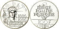 France 100 Francs Coin, Statue de la Liberté, Silver -