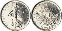 France 5 Francs Coin, Semeuse, Paris, Nickel Clad -