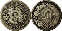 Switzerland 20 Rappen Coin, Bern, Billon, KM:7 -