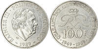 Monaco 100 Francs Coin, Rainier III, Silver, KM:164 -