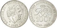 Monaco 100 Francs Coin, Rainier III, Silver, KM:164 -