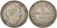France 5 Francs Coin, Louis-Philippe, Rouen, Silver -