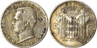 Monaco 5 Francs Coin, Rainier III, Silver, KM:141, Gadoury:MC -