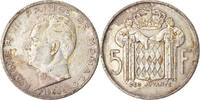 Monaco 5 Francs Coin, Rainier III, Silver, KM:141, Gadoury:MC -