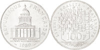 France 100 Francs Coin, Panthéon, Paris, Silver, KM:951.1 -