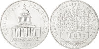 France 100 Francs Coin, Panthéon, Paris, Silver, KM:951.1 -