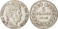 France 5 Francs Coin, Louis-Philippe, Rouen, Silver -