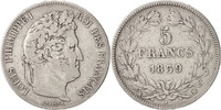 France 5 Francs Coin, Louis-Philippe, Strasbourg, Silver -