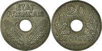 France 20 Centimes Coin, État français, Paris, Zinc -