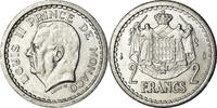 Monaco 2 Francs Coin, Louis II, Undated (1943), Aluminum, KM:121 -
