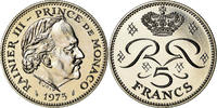 Monaco 5 Francs Coin, Rainier III, FDC, Copper-nickel -