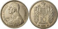 Monaco 10 Francs Coin, Louis II, Copper-nickel, KM:123 -