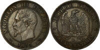 France 2 Centimes Coin, Napoleon III, Napoléon III, Strasbourg -