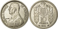 Monaco 10 Francs Coin, Louis II, Poissy, Copper-nickel -