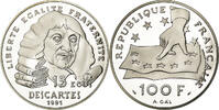 France 100 Francs Coin, Descartes, Paris, BE, Silver -