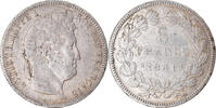 France 5 Francs Coin, Louis-Philippe, Paris, Silver -