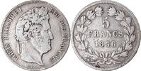 France 5 Francs Coin, Louis-Philippe, Rouen, Silver -