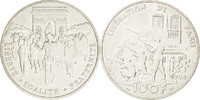 France 100 Francs Coin, Libération de Paris, Silver -