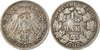 GERMANY - EMPIRE 1/2 Mark Coin, Munich, Silver, KM:17 -