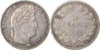 France 5 Francs Coin, Louis-Philippe, Rouen, Silver -