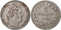 France 5 Francs Coin, Louis-Philippe, Rouen, Silver -