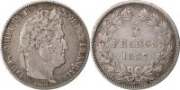 France 5 Francs Coin, Louis-Philippe, Lille, Silver -