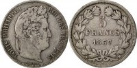 France 5 Francs Coin, Louis-Philippe, Marseille, Silver -