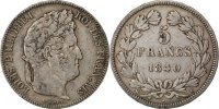 France 5 Francs Coin, Louis-Philippe, Rouen, Silver -