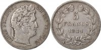 France 5 Francs Coin, Louis-Philippe, Strasbourg, Silver -