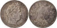 France 5 Francs Coin, Louis-Philippe, Paris, Silver -
